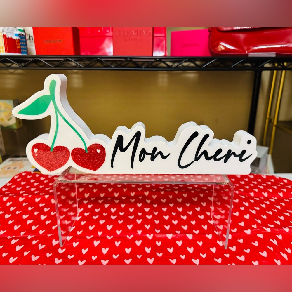Quill to Paper “Mon Cheri” Cherry 🍒 Wooden Sign NWT